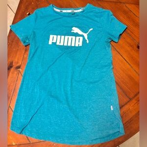 Puma Teal Blue Logo Crewneck Tee